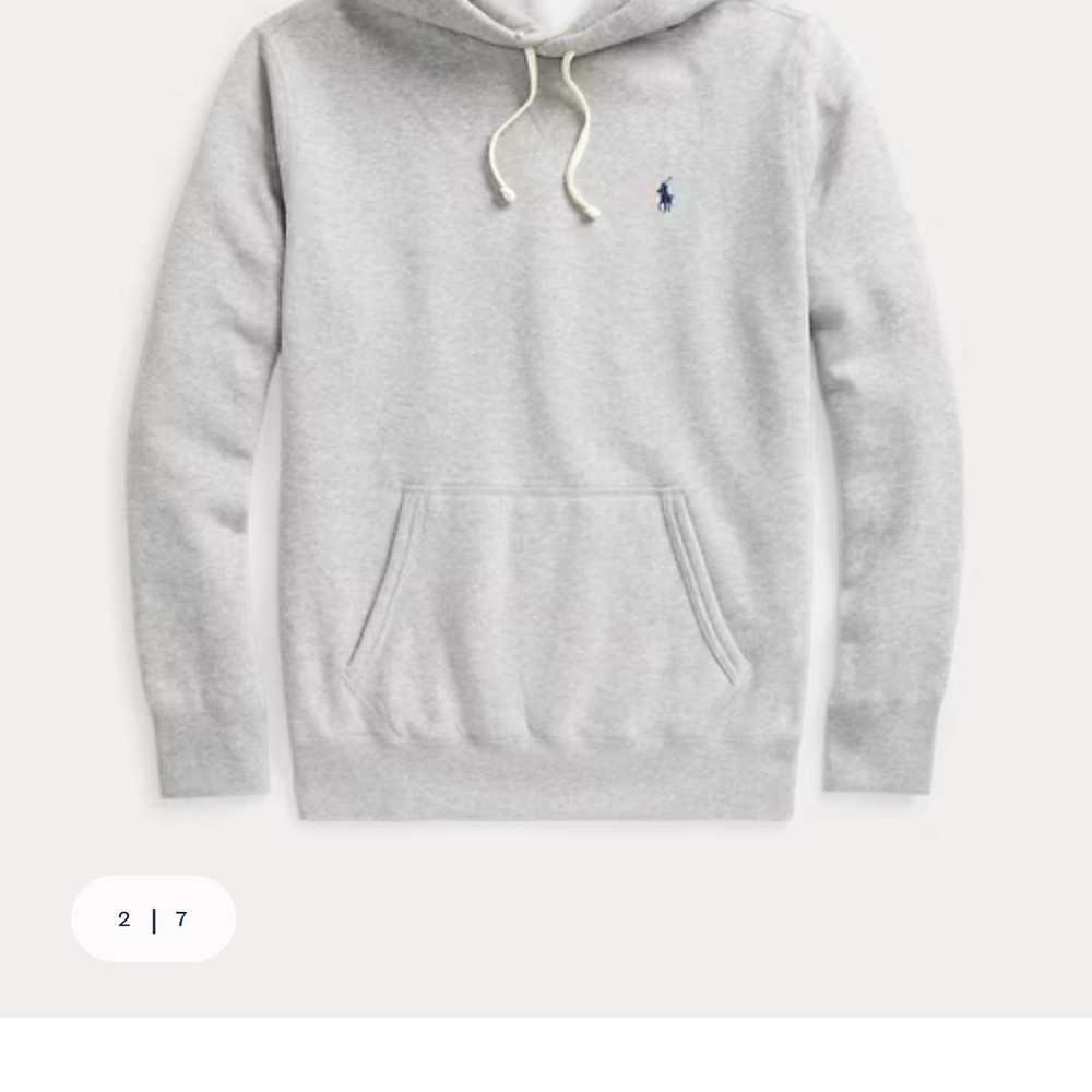 New Ralph Lauren Men’s RL Fleece Hoodie in Andover Grey